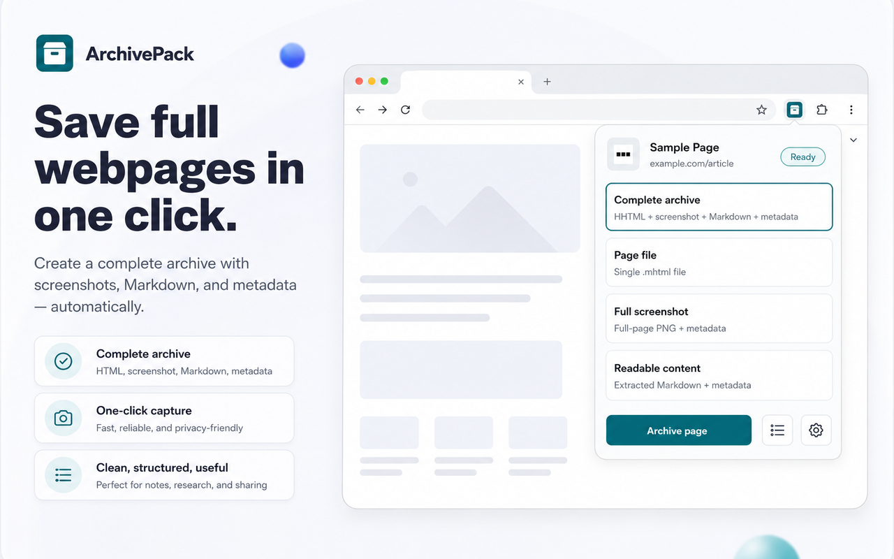 ArchivePack Chrome extension